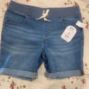 wonder nation Blue Knit-Waist Denim Shorts